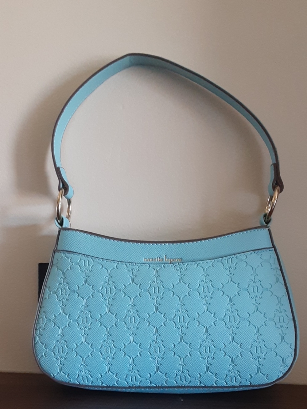 Nanette Lepore Light Aqua Shoulder Bag with Gold Hardware